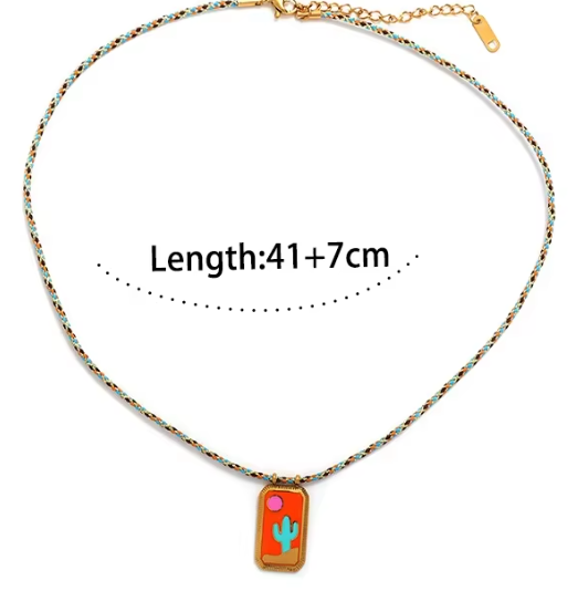 Cactus Prayer Card Necklace