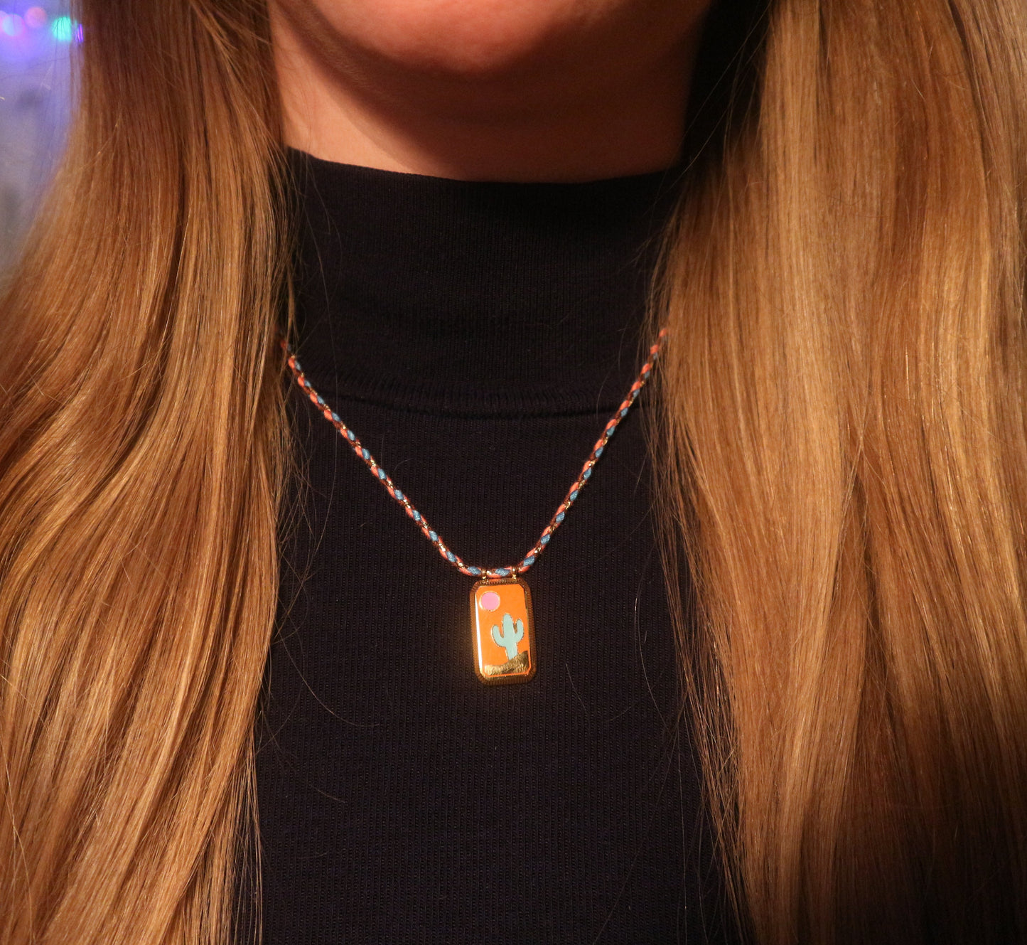 Cactus Prayer Card Necklace