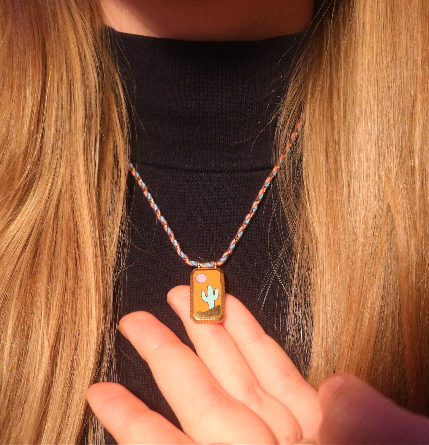 Cactus Prayer Card Necklace