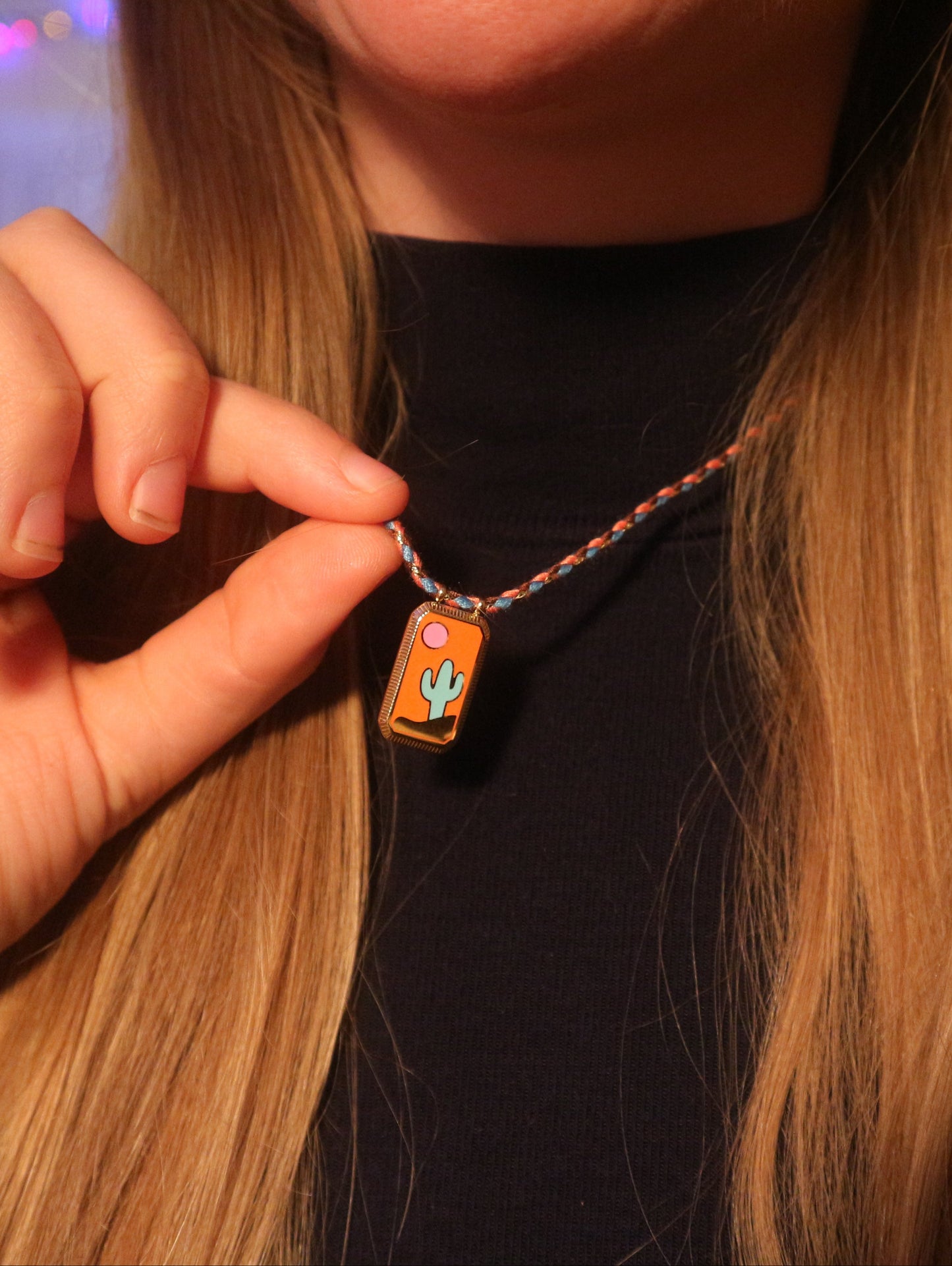 Cactus Prayer Card Necklace