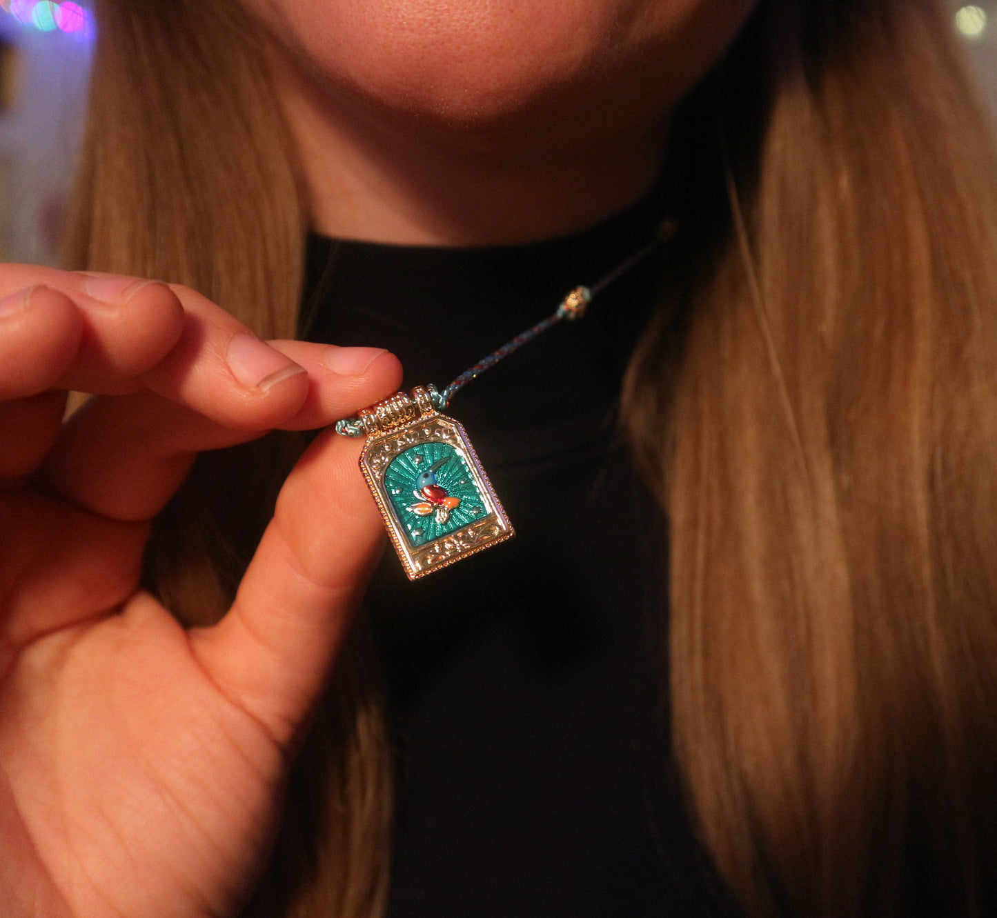 Hummingbird Prayer Card Necklace