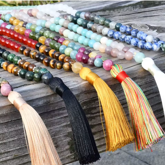 Chrysocolla & Onyx Mala